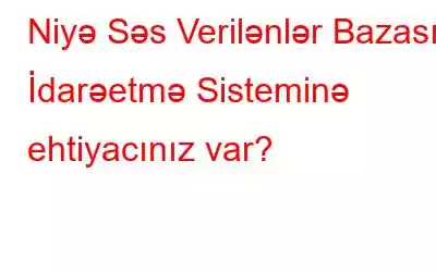 Niyə Səs Verilənlər Bazası İdarəetmə Sisteminə ehtiyacınız var?