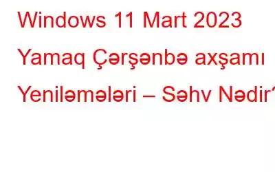 Windows 11 Mart 2023 Yamaq Çərşənbə axşamı Yeniləmələri – Səhv Nədir?