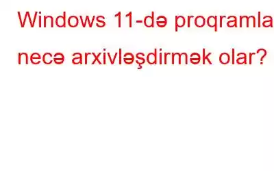 Windows 11-də proqramları necə arxivləşdirmək olar?