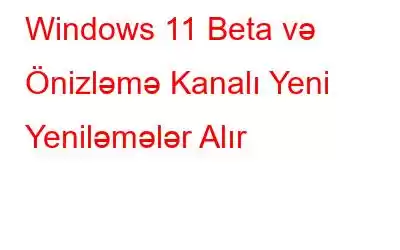 Windows 11 Beta və Önizləmə Kanalı Yeni Yeniləmələr Alır