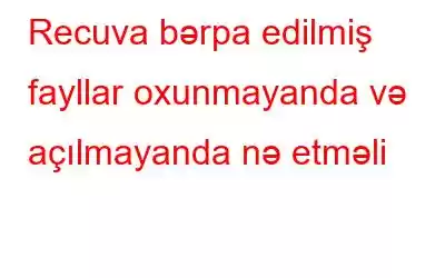 Recuva bərpa edilmiş fayllar oxunmayanda və açılmayanda nə etməli