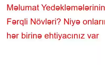 Məlumat Yedəkləmələrinin Fərqli Növləri? Niyə onların hər birinə ehtiyacınız var